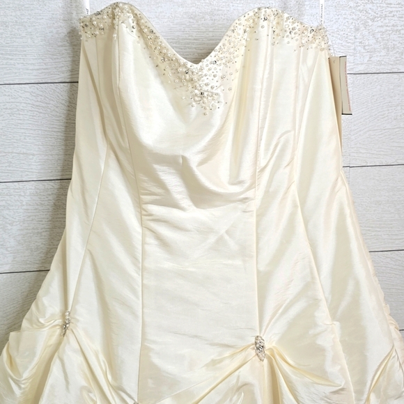 NWT David Bridal Strapless Ivory Wedding Gown - Picture 10 of 15